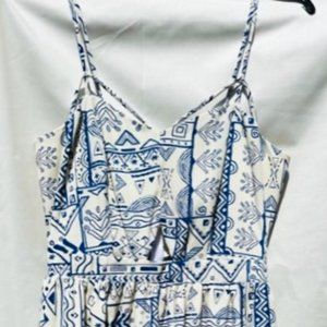 Sundress - Blue and White Geometric Print - Size S